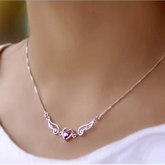 SS11001-1  S925 sterling silver Angel lovers  necklace